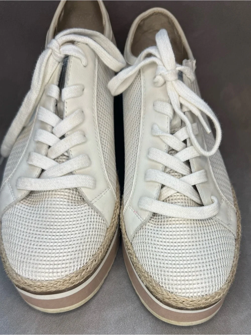 Dolce Vita Notice Platform Sneakers Women’s Size 11 White Canvas Leather Shoes